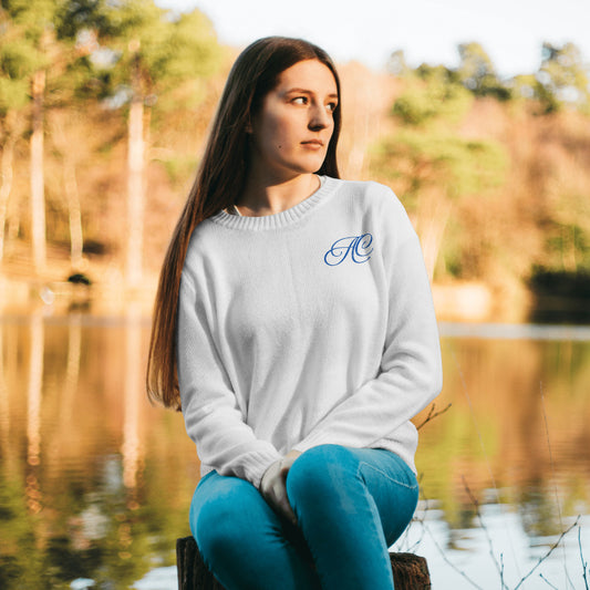 White Sweater With Unique Design